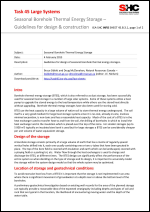 Seasonal Borehole Thermal Energy Storage – Guidelines for Design & Construction